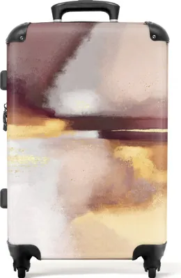 Produktbild von NoBoringSuitcases.com® Großer Koffer - Rosa - Abstrakt - Gold - Gelb - Kunst - Kombinationsschloss TSA - Hartschalen Trolley 4 Rollen - 72 liter - Reisekoffer - 66 cmKoffer Mittelgroß 67x43x25 cm, 72L,