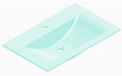 Immagine prodotto di Lavabo in vetro FACKELMANN / Lavabo in vetro / Dimensioni (L x A x P): circa 80 x 14,5 x 50 cm / Lavabo da incasso / Lavabo di alta qualità per bagno e WC / Colore: verde menta / Larghezza: 80 cm