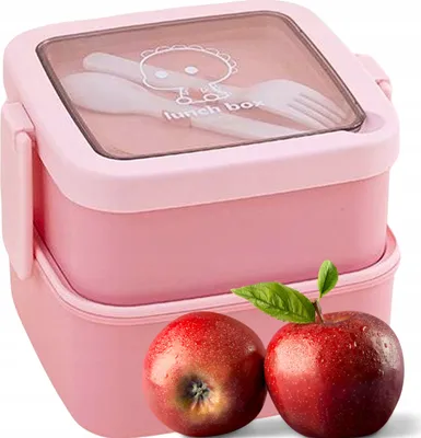 Obrázok produktu pre Obedový box s príborom - stohovateľný obedový box do školy a do práce, nepriepustná nádoba na potraviny s priehradkami a bezpečným uzáverom