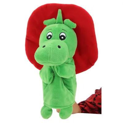 Produktbild von Sweety Toys 11377 GRISU Feuerwehr Handpuppe Drache Plüsch ca. 30 cm in grün