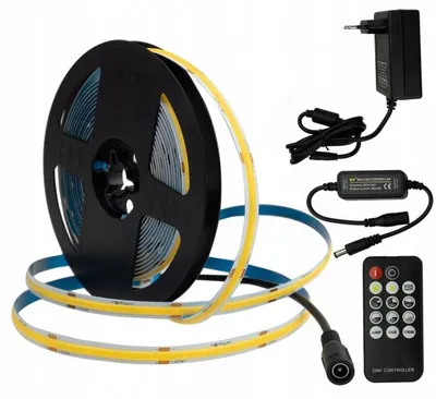 Obrázek produktu pro LED páska COB, 35W, 5 metrů, celistvá, 320 LED diod, ovládání pomocí dálkového ovladače, sada, teplota barvy 3000K