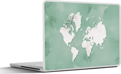 Produktbild von MuchoWow® Laptop Aufkleber Sticker Cover Weltkarte - Grün - Aquarell 36.5x27.5 cm - Laptop-Sticker