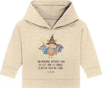 Produktbild von Mr. & Mrs. Panda Organic Baby Hoodie Fledermaus Zauberer 24. - 36. Monat - Natural Raw - Geschenk, Reinsteigern, Frauen, Lustige Sprüche, Kapuzenshirt, Magier