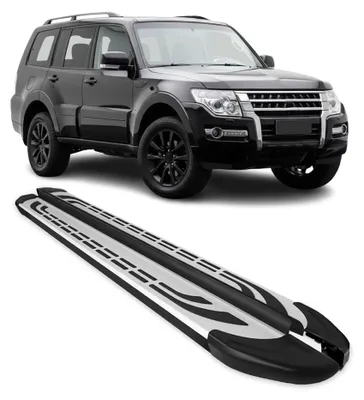 Image de Marchepieds Latéraux pour Mitsubishi Pajero V80 2007-2024 Aluminium Gris Noir 2x