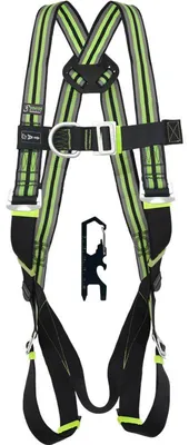 Produktbild von Kratos Safety Zweipunktauffanggurt Mune 3, inklusive Multifunktionswerkzeug, mit 5 Einstellschnallen, PSA, EN 361