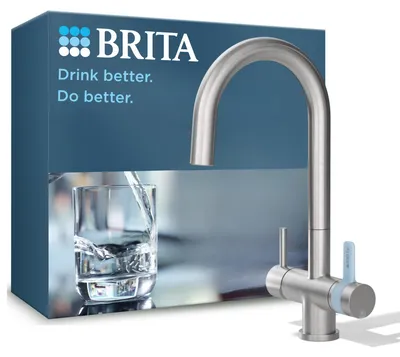 Obrázek produktu pro BRITA 3cestná kuchyňská baterie z nerezové oceli, kulatá P1000, filtr, vodovodní kohoutek, filtrovaná voda