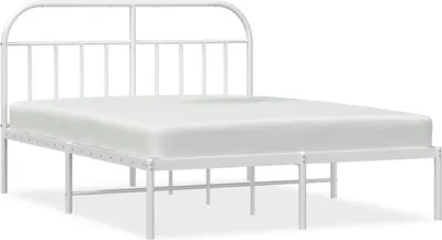 Produktbild von Bettgestell mit Kopfteil Metall Weiß 140x200 cm