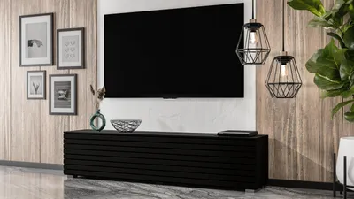 Produktbild von AX LIVING Zivolli Lowboard 160 cm Schwarz Lamellenfront