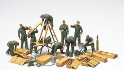 Produktbild von Tamiya 32547 - 1/48 WWII Deutsche Panzer / Geschütz Lademannschaft - Neu