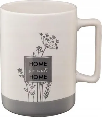 Productafbeelding van Porseleintas van 405 ml, grijs/wit, met bloemendecor