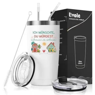 Obrázek produktu pro Termohrnek 600 ml, bílý, s nápisem "Přála bych si, abys bydlel/a vedle mě", určený pro ženy