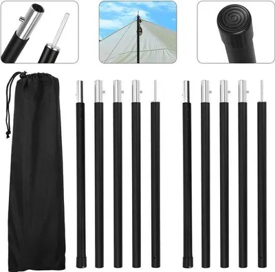 Produktbild von Aluminium-Trekstock 2 m schwarz – 2 Stück, faltenfähig, für Wandern und Camping