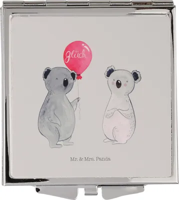 Produktbild von Mr. & Mrs. Panda Mini Spiegel Koala Luftballon - Grau Pastell - Geschenk, Kosmetikspiegel, Klappbarer, Schminkspiegel, Geburtstag, Party, Kleiner, Für Handtasche