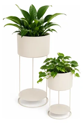 Produktbild von Pflanzenstander / Pflanzgefaserhohungsset - weiss - Metall - 57 cm - 2 Ebenen Blumentopfe