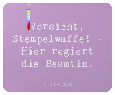 Produktbild von Mr. & Mrs. Panda Mouse Pad Spruch Beamtin Stempelwaffe - Lavendeltraum - Geschenk, handgefertigte Geschenke, Stempel, Mauspad, computer, kreative, Mousepad, Anerkennung