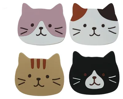 Produktbild von Set mit 4 Untersetzern aus Silikon für Katzenliebhaber