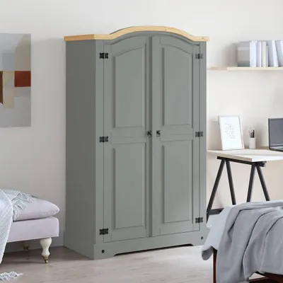 Immagine prodotto di vidaXL Armadio in legno di pino stile Messico 2 porte grigio