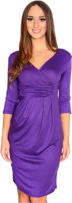 Produktbild von Damen Wickelkleid Kleid mit V-Ausschnitt; Lila/L/XL