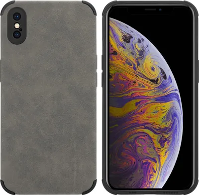 Produktbild von Cadorabo Hülle für Apple iPhone XS MAX Schutz Hülle in Grau TPU Silikon Etui edle Kunst-Wildleder Rückseite