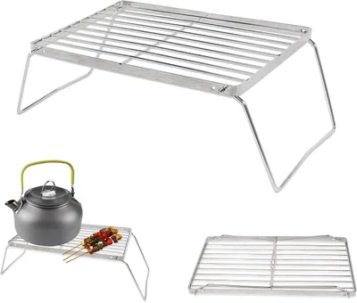 Produktbild von Grillrost Zusammenklappbarer Grillrost, 30 x 16 cm, Camping-Grillrost, Outdoor-Grillrost für tragbaren Lagerfeuergrill, tragbarer Lagerfeuergrill für