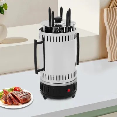 Produktbild von Elektrischer Drehgrill - Vertikaler Rotisseriegrill - 6-Spieß Kebab und Shawarma - 1000 W - 220–240 V - Tischgrill