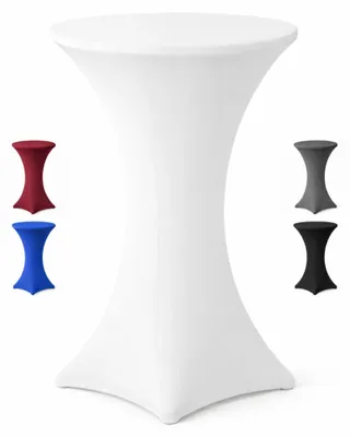 Produktbild von Stehtischhusse Ø 60-65x110-120 cm Weiß elastisch Stretch Bistrotisch
