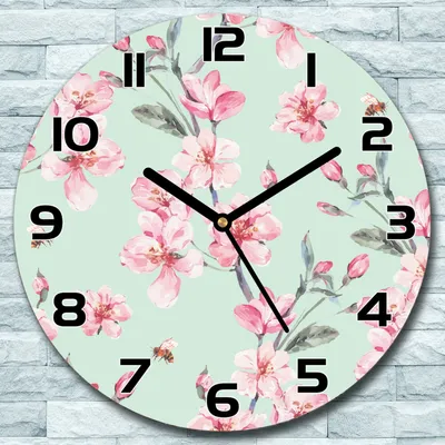 Produktbild von Wanduhr aus Glas Rund fi 30 Blumen orientalisch Quarz Deko Schlafzimmer Büro