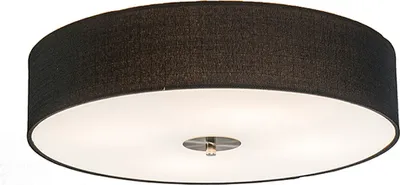 Produktbild von QAZQA - Modern Ländliche Deckenleuchte I Deckenlampe I Lampe I Leuchte schwarz 50 cm - Drum mit Schirm JuteI 4-flammig I Wohnzimmer I Schlafzimmer - Textil Rund - LED geeignet E27
