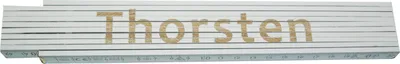 Produktbild von Zollstock 2 m weiß Thorsten aus Buchenholz 17 mm breit 10 Glieder mit Laserbeschriftung