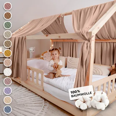 Produktbild von Hausbett Himmel 2er-Set aus 100% Musselin - für Kinderbett