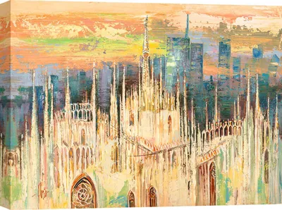 Immagine prodotto di Quadro su tela - Luigi Florio, Tramonto su Milano - 100x70 cm