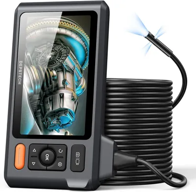 Image de Endoscope avec 3 objectifs, longueur de 15 mètres, écran IPS de 5 pouces, endoscope industriel 1080p, caméra de tuyau, caméra pour canalisations, caméra d'inspection étanche IP67 pour les égouts