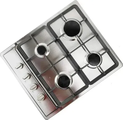 Obrázok produktu pre Plynová varná doska – vstavaná – 59 x 51 cm – 4 horáky – tvrdené sklo – nerezová oceľ – automatické zapaľovanie – poistka proti zhasnutiu plameňa