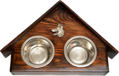 Immagine prodotto di Azawakh I - Supporto in legno con ciotole per cani, ciotole decorative per cani, regalo per l'adozione di un cane del marchio Art-Dog