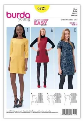 Schnittmuster Schulterkleid ausgestellt, Gr. 34-44, Level 1