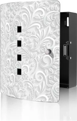 Produktbild von banjado Design Schlüsselkasten aus Edelstahl für 10 Schlüssel, Schlüsselschrank 24 x 21,5 x 7cm groß mit Magnetverschluss,  White Swirl [BWSK 12946]
