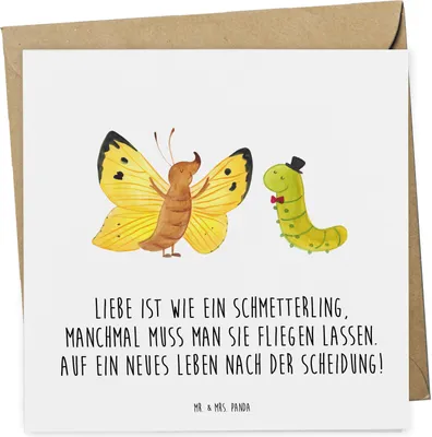Produktbild von Mr. & Mrs. Panda Glückwunschkarte Scheidung Neuanfang - Weiß - Geschenk, Klappkarte, positive Botschaften, faltkarte, Liebe, Geschenke, Heirat, anlasskarte, Herzlichkeit