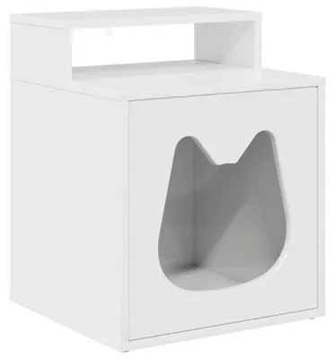Image de vidaXL Maison pour chat, blanc brillant, 42,5 x 40 x 53,5 cm, aggloméré