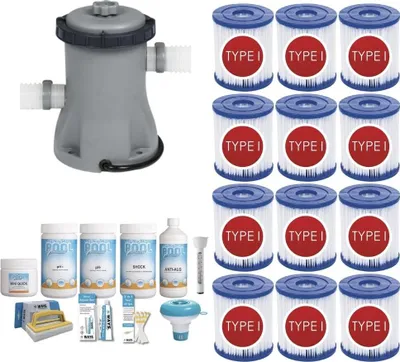 Obrázok produktu pre WAYS - Balík starostlivosti o bazén Small Deluxe & filtračné čerpadlo 1249 L/h & 12 filtrov typ I