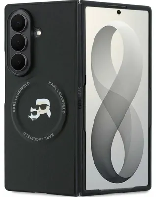 Image de Coque de téléphone Karl Lagerfeld, modèle "Karl and Choupette", pour Galaxy Z Fold8 Ultra, compatible MagSafe, couleur noire