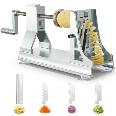 Spiralschneider Edelstahl, 4 Klingen, für Kartoffeln & Karotten, grau