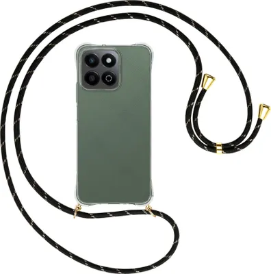 Produktbild von Handykette Backcover-Schutzhülle mit Band (Metall goldfarben) für Honor 200 Smart 5G - schwarz/gold