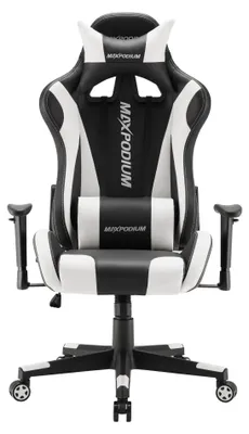 Produktbild von MaxPodium Skilled Gaming Stuhl, ergonomischer Bürostuhl mit Nacken- und Lendenkissen, bis 150 kg, Weiß