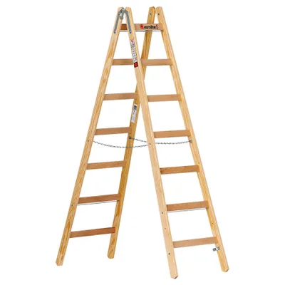Produktbild von Euroline Holz Sprossenstehleiter 2x7 Sprossen