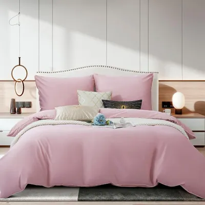 Zdjęcie produktu dla Pościel Satynowa Queen Premium 160x200 cm Pudrowa z Złotą Bizą