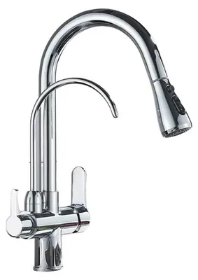Obrázek produktu pro Baterie, výsuvná sprchová hlavice, dvouklapka, chrom