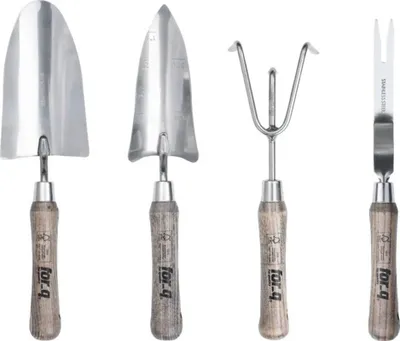 Produktbild von Kleingeräte Set for_q Edelstahl inkl. 2 Blumenkellen, Grubber und Unkrautstecher