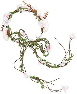 Produktbild von Blumenstirnband und Blumenkranz, größenverstellbar, für Hochzeiten oder Trachtenpartys, lila-weiß