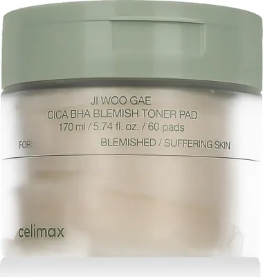 Obrázok produktu pre Celimax Ji Woo Gae Cica BHA Blemish Toner Pad 60 ks - Čistiace tampóny na tvár