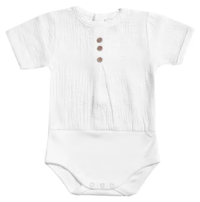 Productafbeelding van BABIDU korte mouwen babyromper, gemaakt van 100% katoen, zachte babyromper voor pasgeborenen